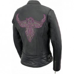 Milwaukee Leather MLL2570 Damen-Motorradjacke Phoenix, Leder, Schwarz