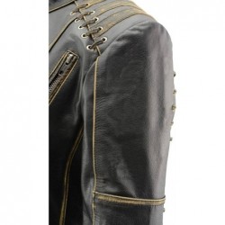 Milwaukee Leather MLL2527 Elegante Lederjacke,Braun,Damen-Schnürjacke