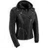 Milwaukee Leather MLL2516 Lederjacke mit Kapuzenpullover für Damen