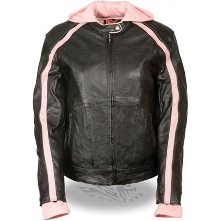 Milwaukee Leather King Damen Streifen Jacke,rose