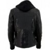 Damen schwarz Leder Hoodie Jacke mit reflektierendem Tribal Design