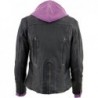 Damen violett Leder Hoodie Jacke mit reflektierendem Tribal Design