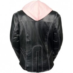 Milwaukee Leather ML2066 Damen Leder Hoodie Jacke,Motorradjacke