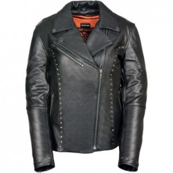 Milwaukee Leather ML1948 Damen Klassische Nieten Motorrad Lederjacke