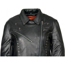 Milwaukee Leather ML1948 Damen Klassische Nieten Motorrad Lederjacke