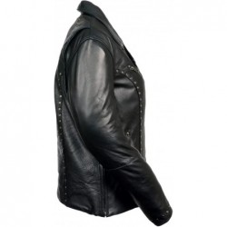 Milwaukee Leather ML1948 Damen Klassische Nieten Motorrad Lederjacke