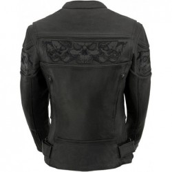 Milwaukee Leather Damen-Scooterjacke,reflektierend, Totenkopf-Grafik