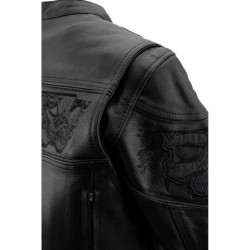 Milwaukee Leather Damen-Scooterjacke,reflektierend, Totenkopf-Grafik