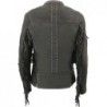 Milwaukee Leather Damen-Motorradjacke, Leder, mit Fransen, Schwarz