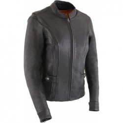 Milwaukee Leather Damen-Motorradjacke, belüftet, Leder,Schwarz