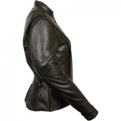 Milwaukee Leather Damen-Motorradjacke, belüftet, Leder,Schwarz