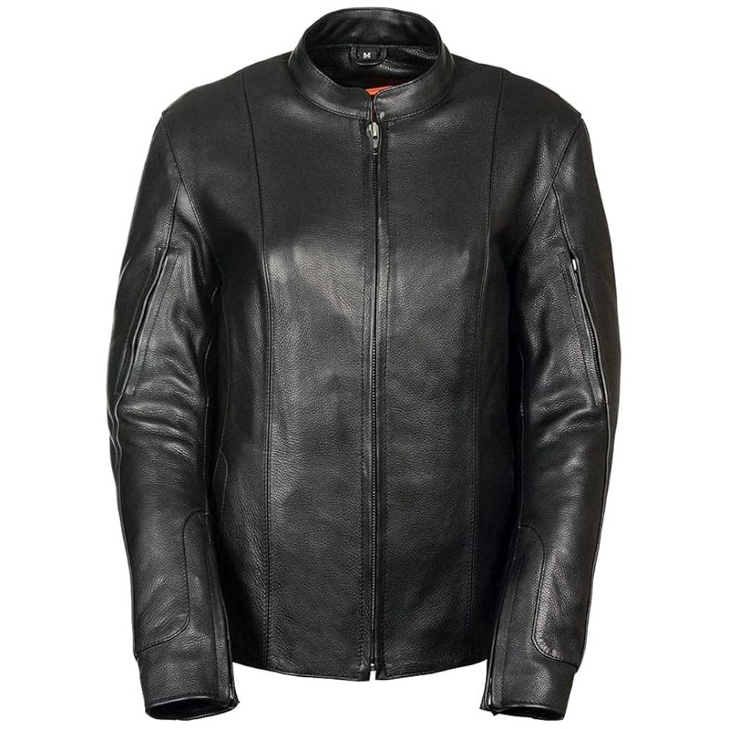 Milwaukee Leather MLL2520 Damen Motorradjacke Racer, Leder, Schwarz