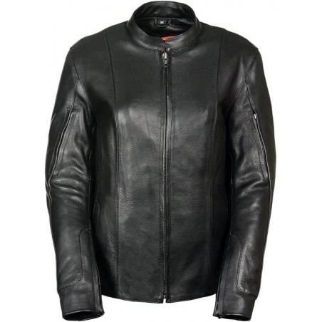 Milwaukee Leather MLL2520 Damen Motorradjacke Racer, Leder, Schwarz