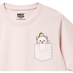 Milkmochabear Pocket Milk & Mokka T-Shirt - süßes Unisex T-Shirt Größen:XL